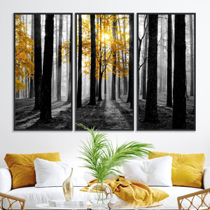 Nature Misty Foggy Autumn Forest Canvas Wall Art Print