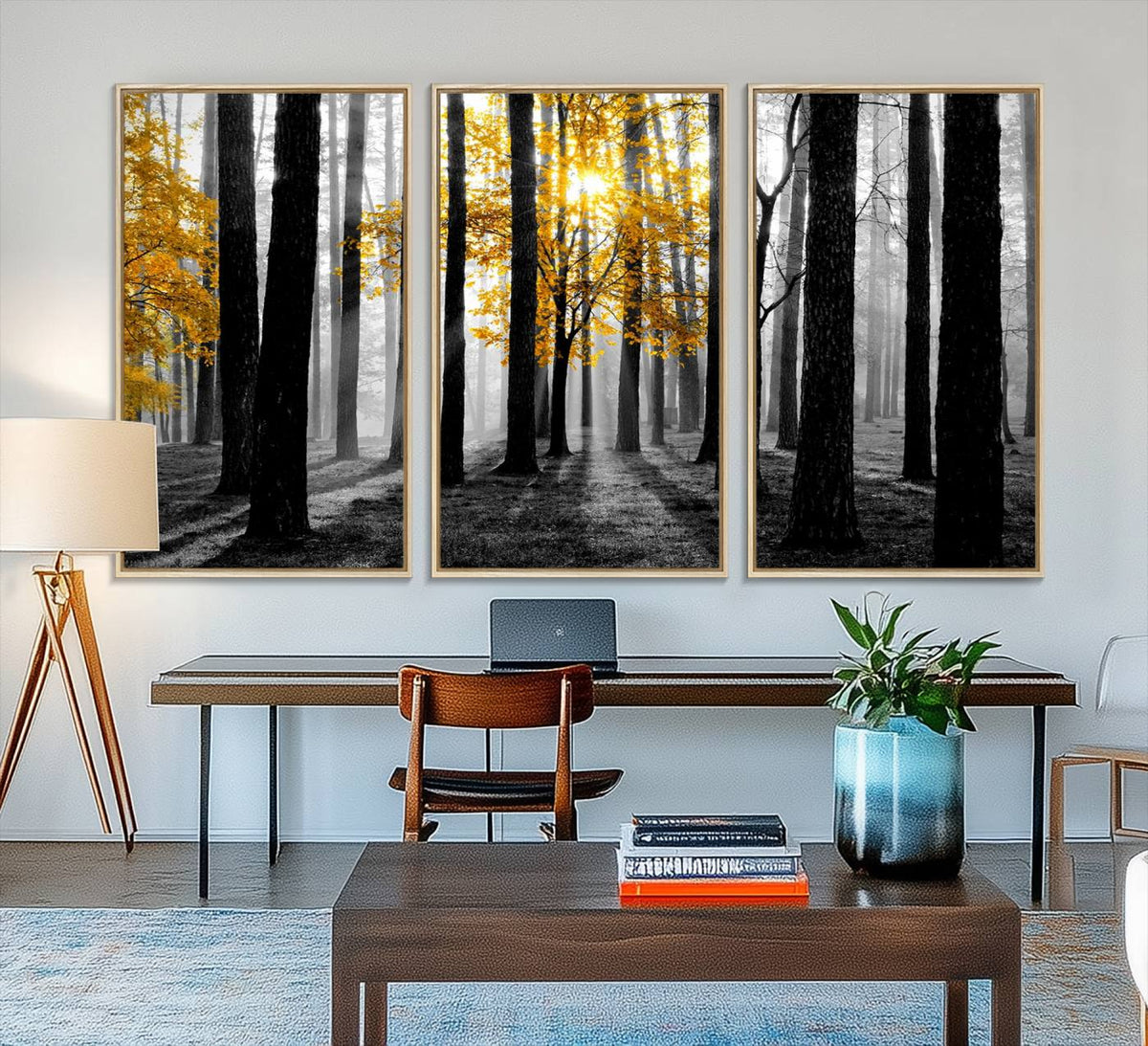 Nature Misty Foggy Autumn Forest Canvas Wall Art Print