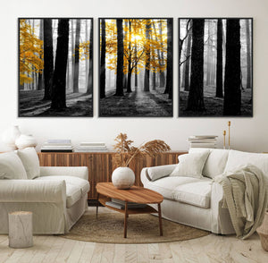 Nature Misty Foggy Autumn Forest Canvas Wall Art Print