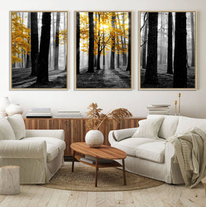 Nature Misty Foggy Autumn Forest Canvas Wall Art Print