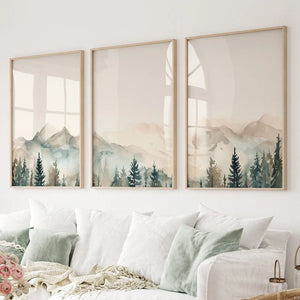 Nature Prints Modern Minimal Forest Wall Art Set