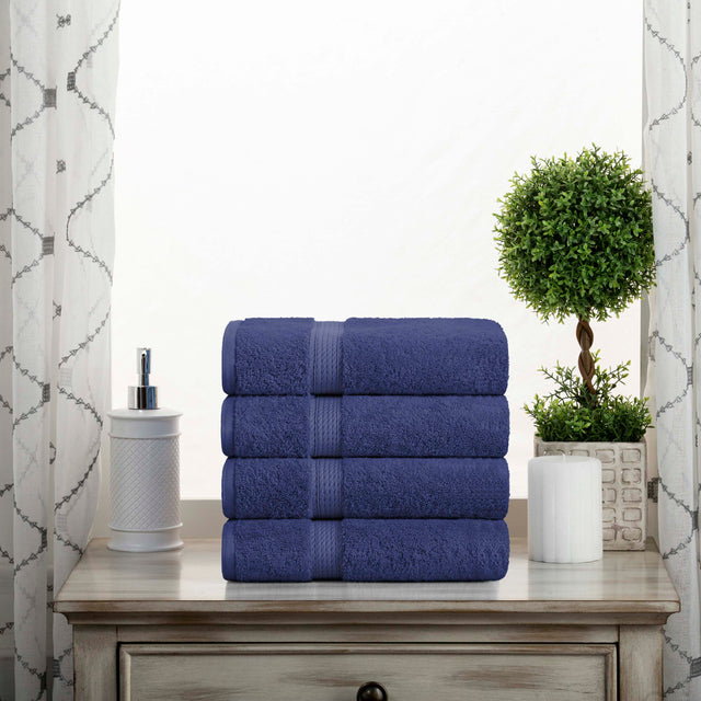 Madison Egyptian Cotton Plush Thick Absorbent Hand Towel Set of 4 - Egyptian Cotton Hand Towel by Superior Brand
