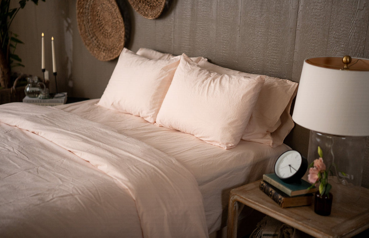 Crinkle Percale Organic Cotton Duvet Cover Set + Shams