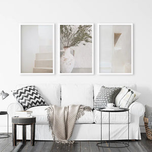 Boho Architectural Set of 3 Pieces. Neutral Tones
