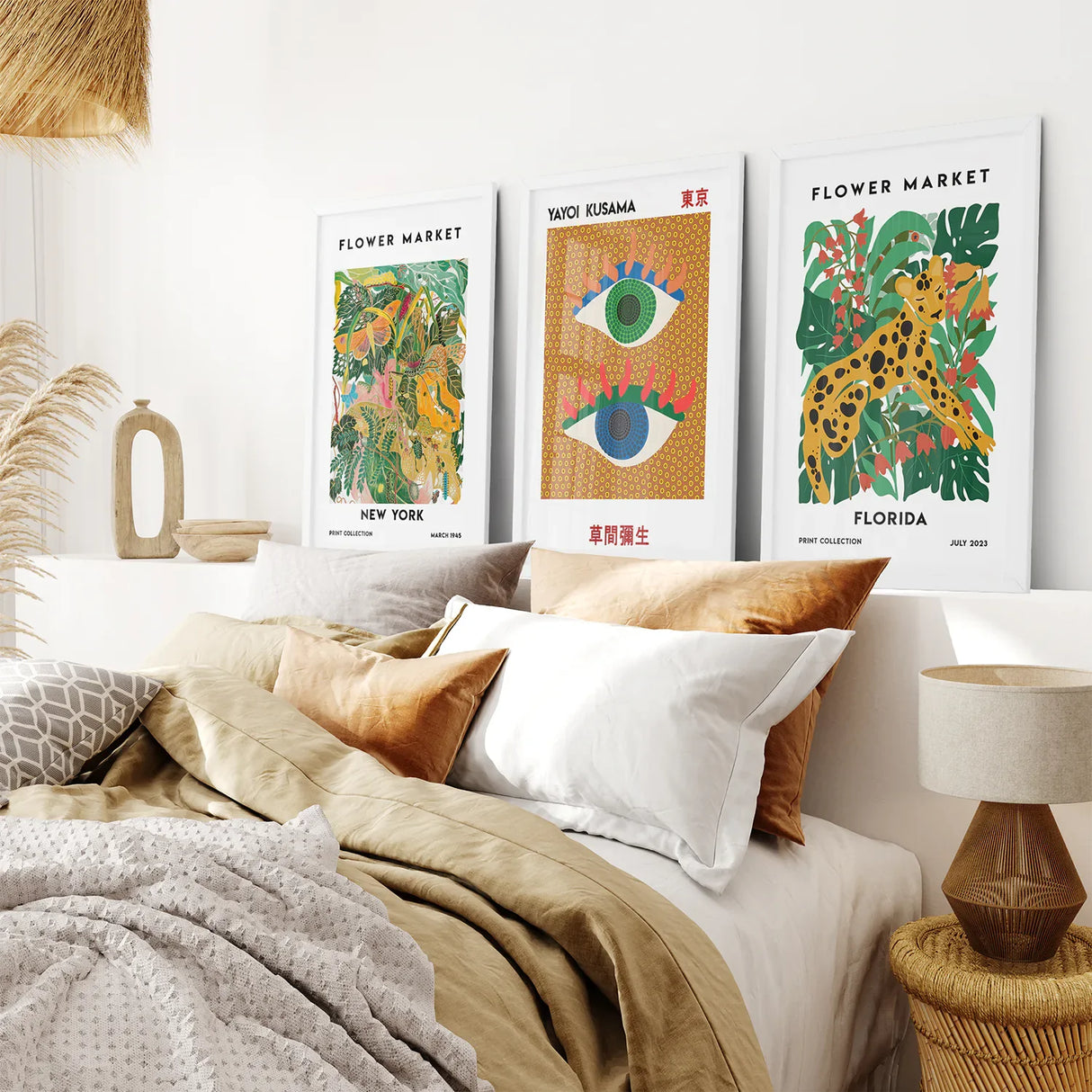 Modern Abstract Flower Marker Set of 3 Piece