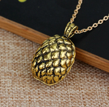 Gold Dragon Egg Pendant Necklace – Antique Fantasy-Inspired Jewelry with Textured Scale Design, 18" Chain