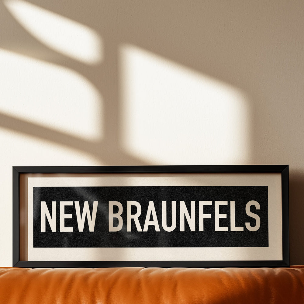 Framed New Braunfels Bus Scroll Sign