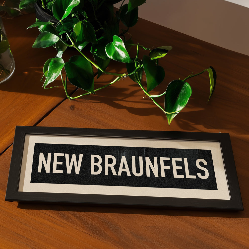 Framed New Braunfels Bus Scroll Sign