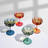 Flower Coupe Cocktail Colored Glasses | Set of 4 | Muted