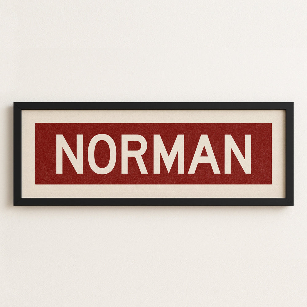 Framed Norman Crimson Bus Scroll
