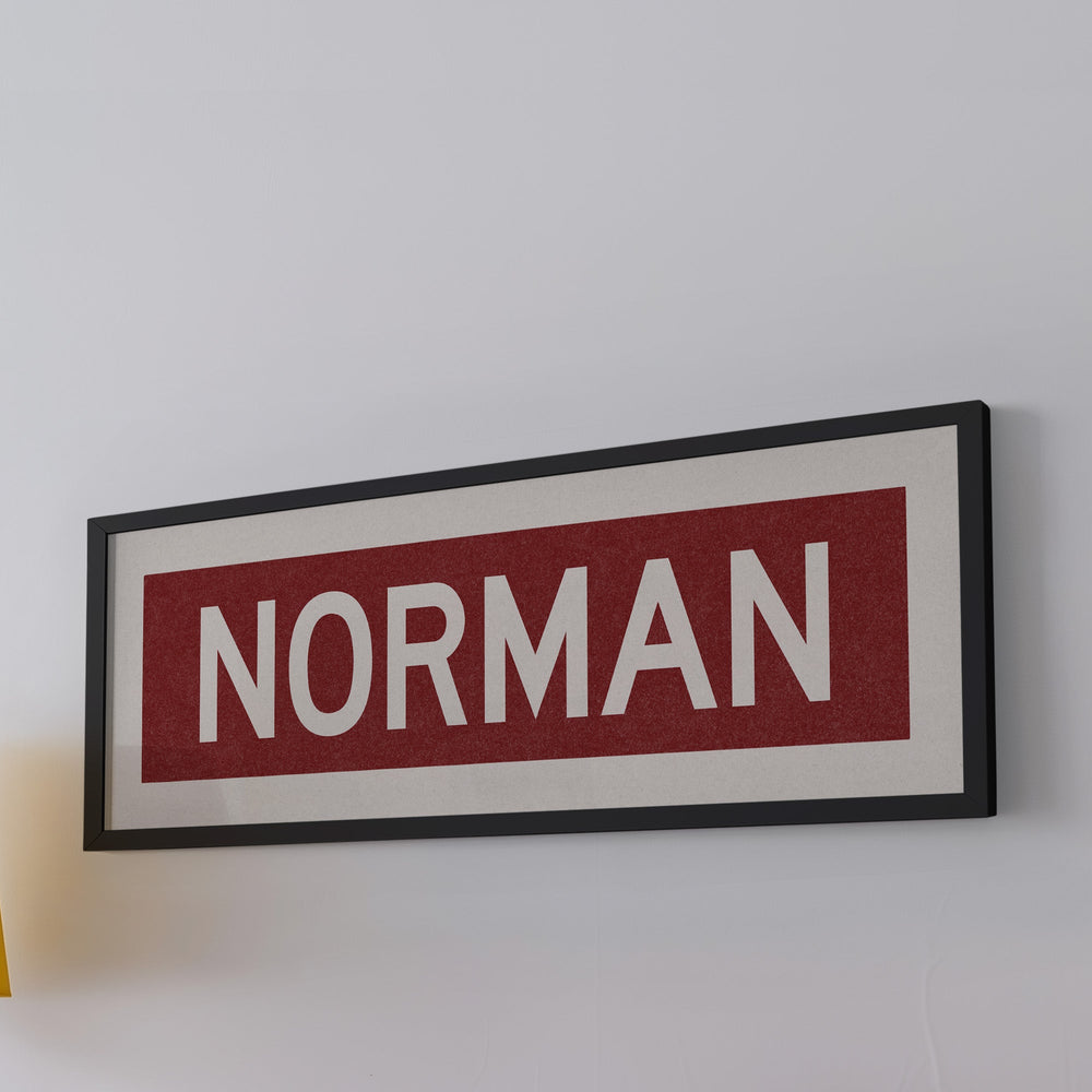 Framed Norman Crimson Bus Scroll
