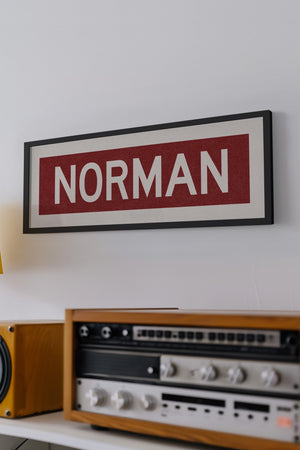 Framed Norman Crimson Bus Scroll