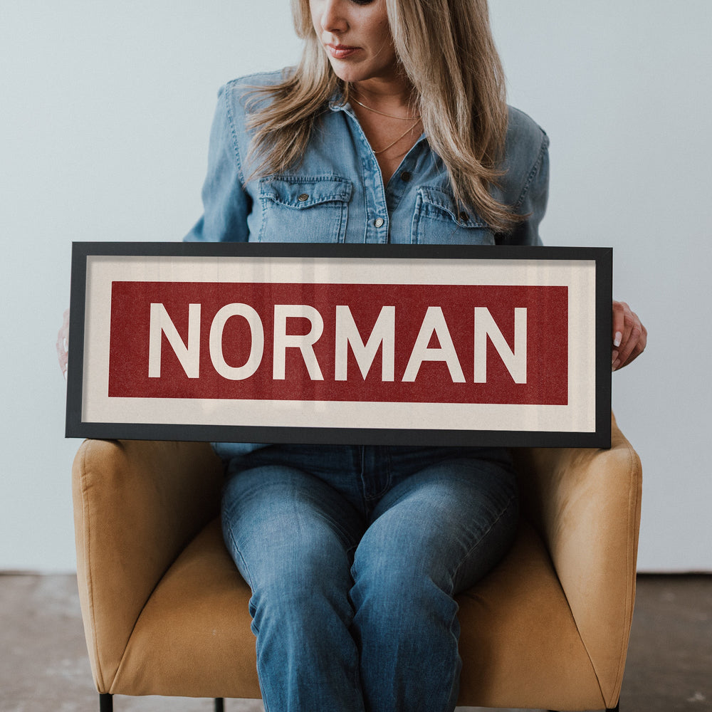 Framed Norman Crimson Bus Scroll
