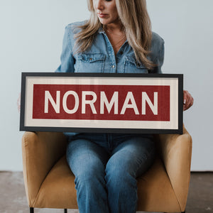 Framed Norman Crimson Bus Scroll