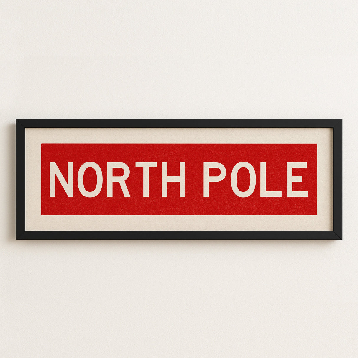 Framed North Pole Red Christmas Art Print