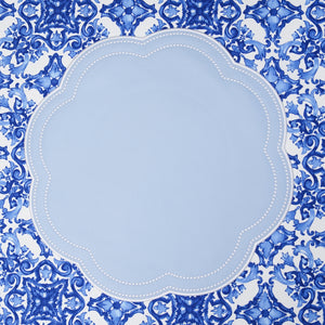 NURTURE SKY BLUE SCALLOPED FAUX LEATHER PLACEMAT