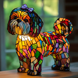 Tiffany Style Dog Table Lamp