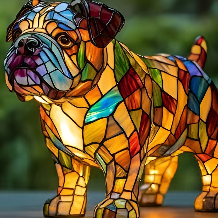 Tiffany Style Dog Table Lamp