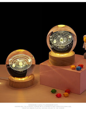 Crystal Ball Night Light USB Laser Engraved LED Lamp Gift for Bedroom Decor