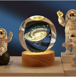 Crystal Ball Night Light USB Laser Engraved LED Lamp Gift for Bedroom Decor