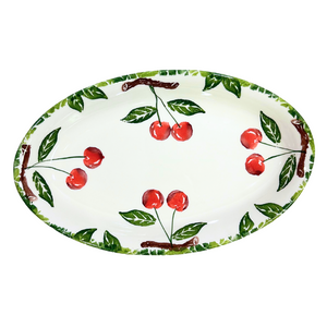 Hand-Painted-Italian-Ceramic-Oval-Platter-Cherry-Serving-Platters