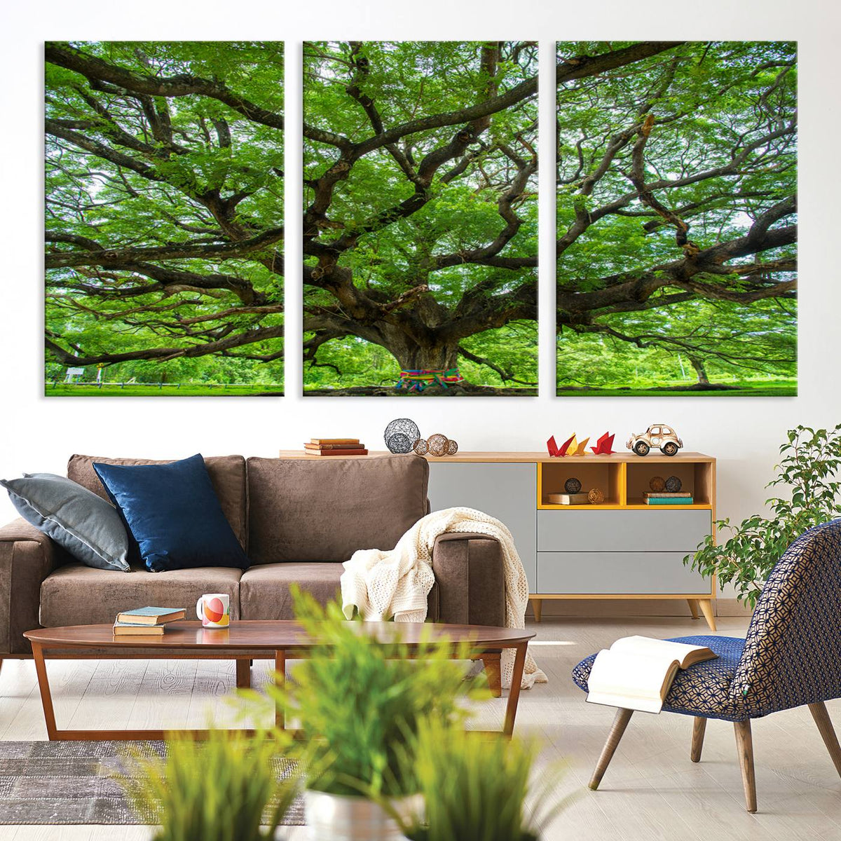 Oak Tree Wall Art Print, Forest Canvas Wall Art for Home and