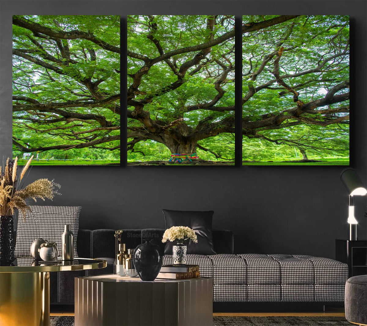 Oak Tree Wall Art Print, Forest Canvas Wall Art for Home and