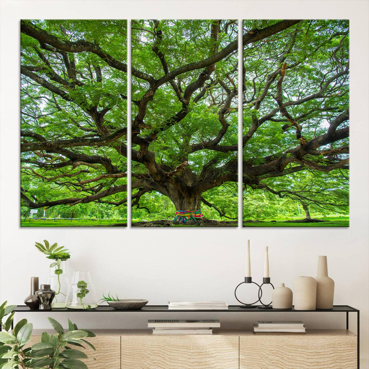 Oak Tree Wall Art Print, Forest Canvas Wall Art for Home and