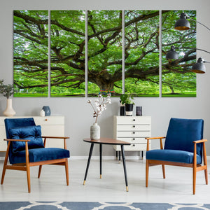 Oak Tree Wall Art Print, Forest Canvas Wall Art for Home and