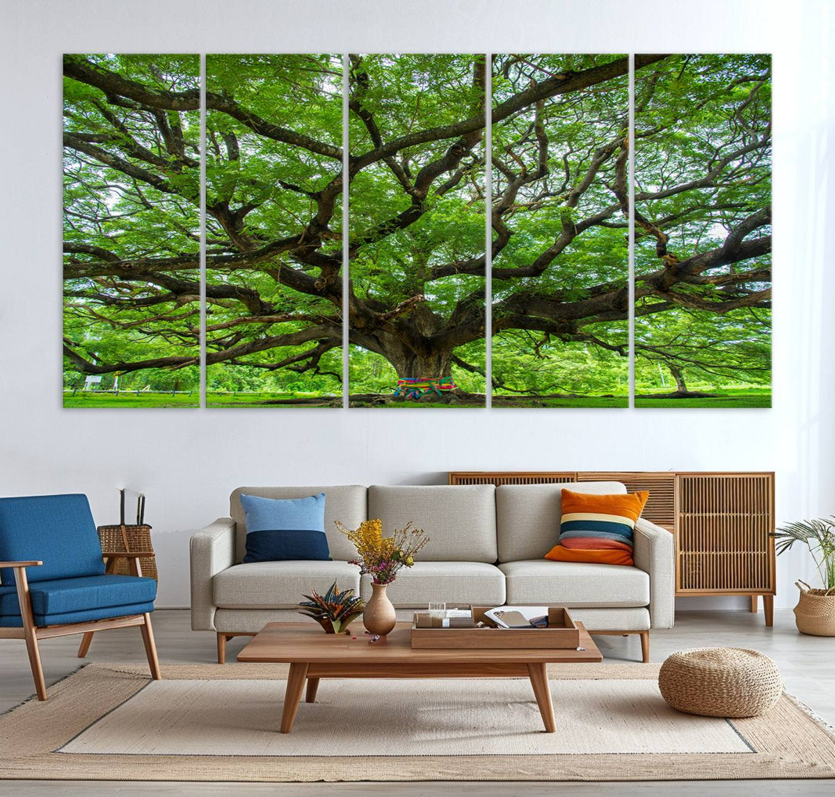 Oak Tree Wall Art Print, Forest Canvas Wall Art for Home and