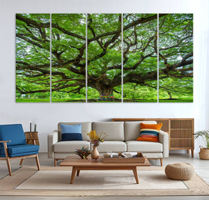 Oak Tree Wall Art Print, Forest Canvas Wall Art for Home and