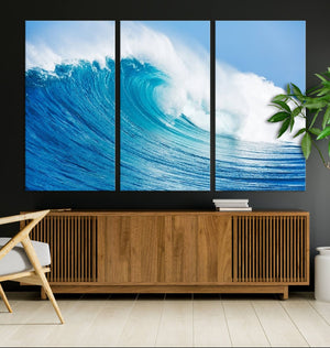Ocean Wave Canvas Wall Art Print – Large Coastal Ocean Wave