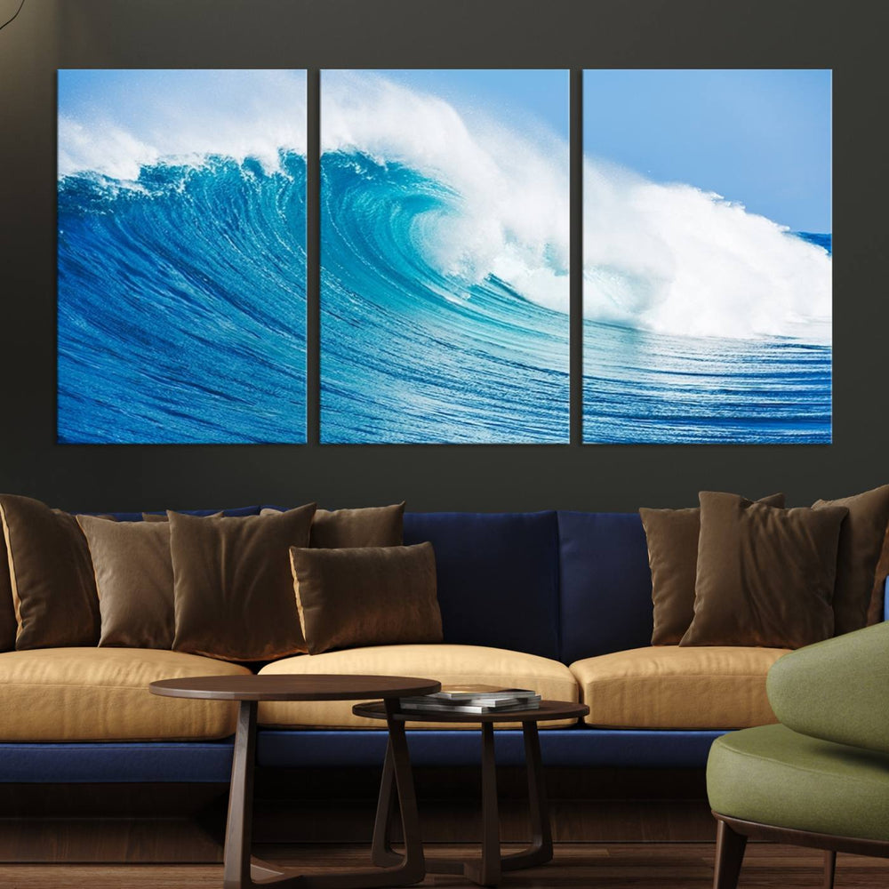 Ocean Wave Canvas Wall Art Print – Large Coastal Ocean Wave