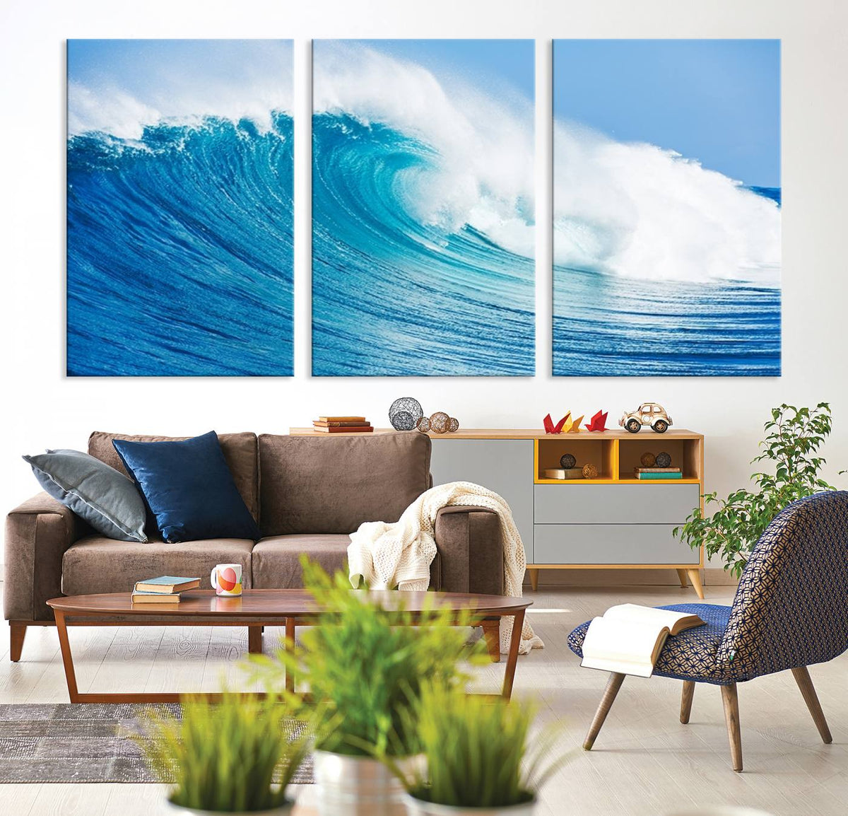 Ocean Wave Canvas Wall Art Print – Large Coastal Ocean Wave