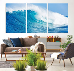 Ocean Wave Canvas Wall Art Print – Large Coastal Ocean Wave