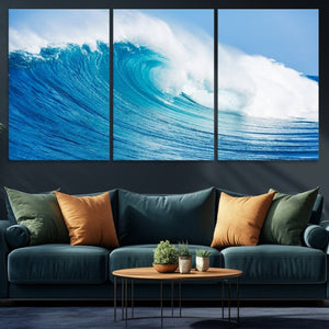Ocean Wave Canvas Wall Art Print – Large Coastal Ocean Wave