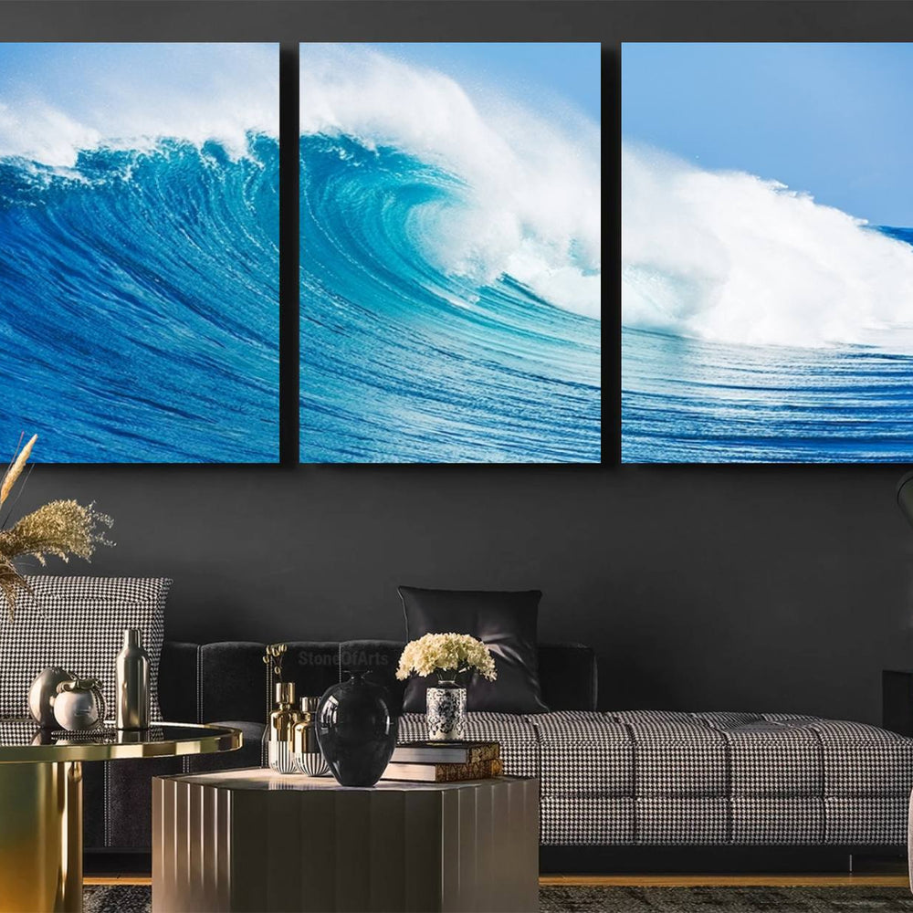 Ocean Wave Canvas Wall Art Print – Large Coastal Ocean Wave
