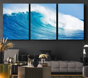 Ocean Wave Canvas Wall Art Print – Large Coastal Ocean Wave