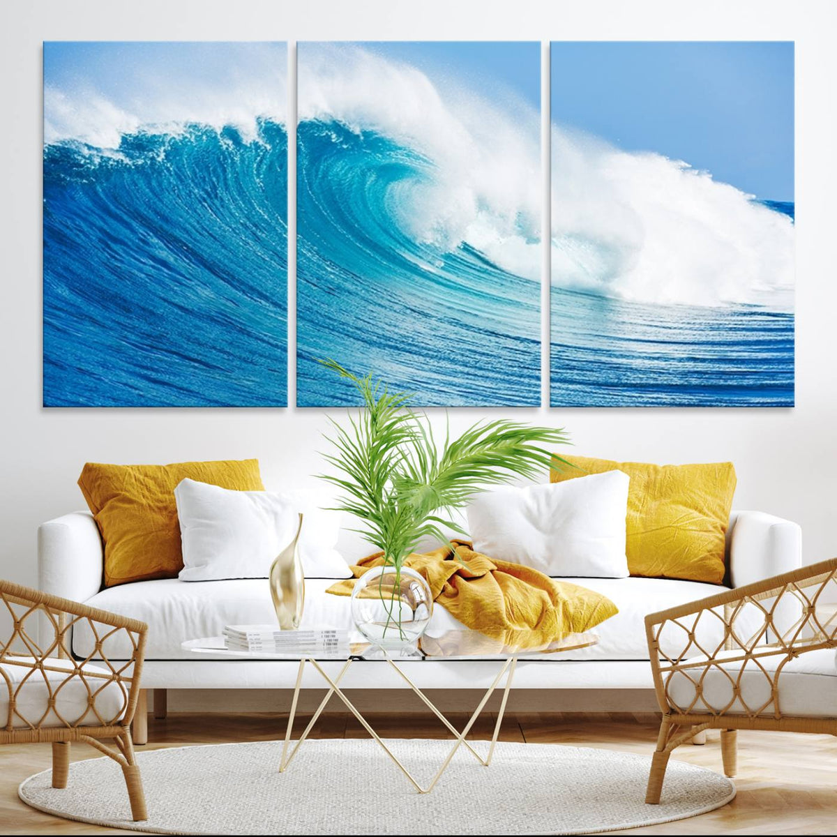 Ocean Wave Canvas Wall Art Print – Large Coastal Ocean Wave