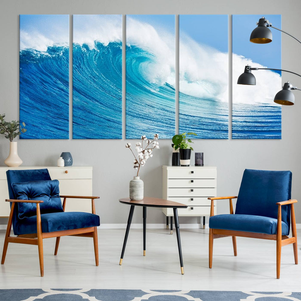 Ocean Wave Canvas Wall Art Print – Large Coastal Ocean Wave