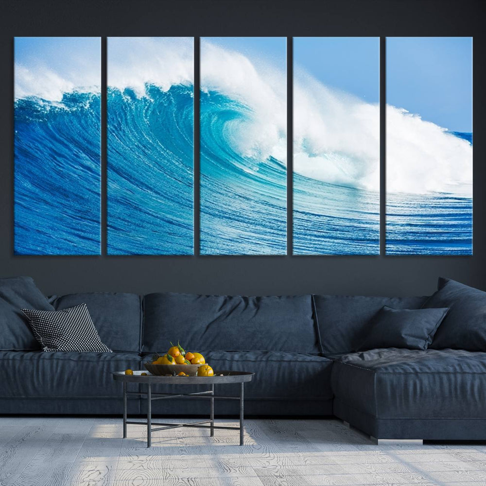 Ocean Wave Canvas Wall Art Print – Large Coastal Ocean Wave