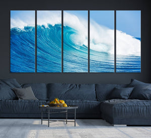 Ocean Wave Canvas Wall Art Print – Large Coastal Ocean Wave