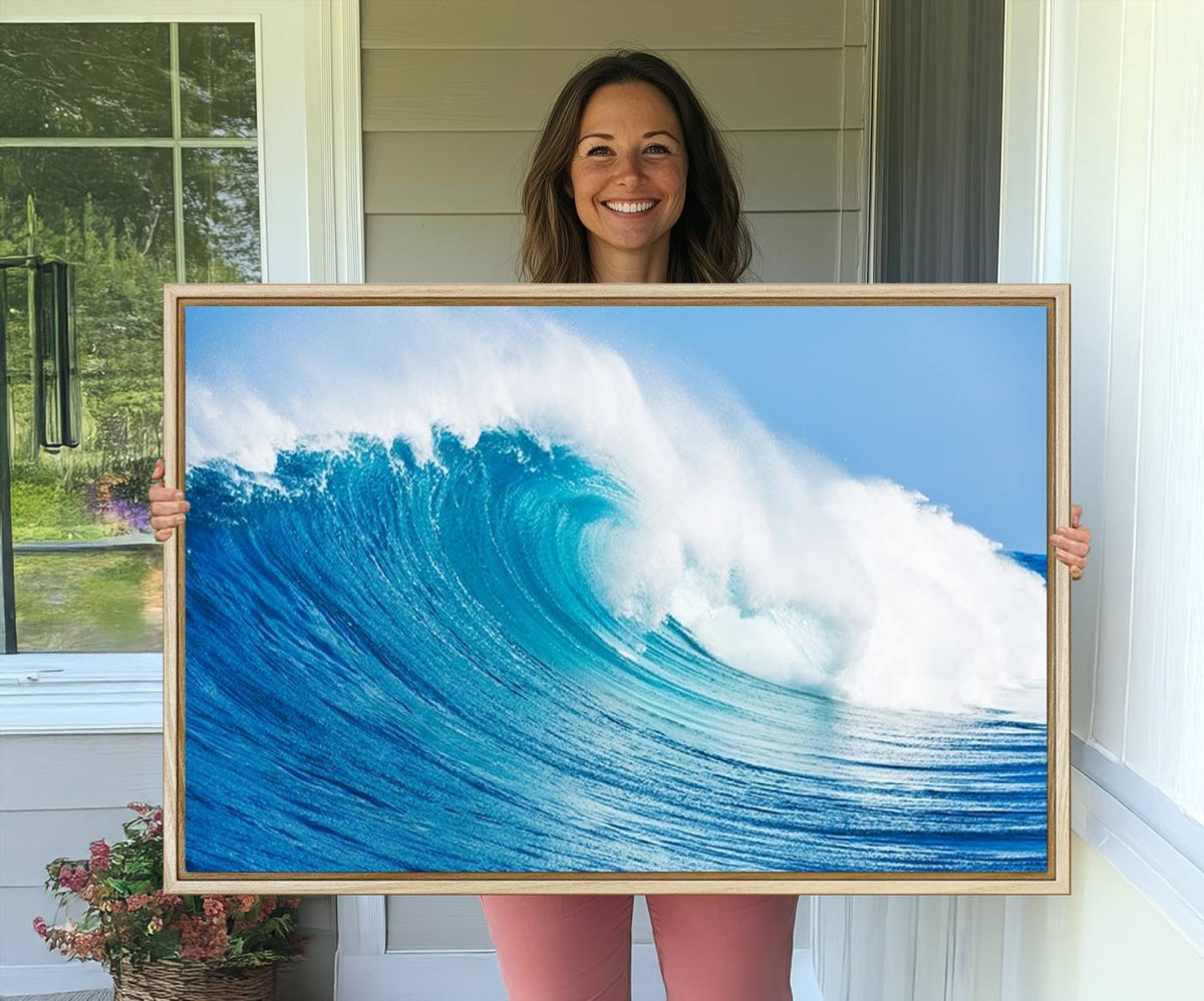 Ocean Wave Canvas Wall Art Print – Large Coastal Ocean Wave