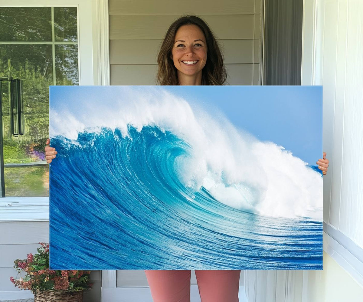 Ocean Wave Canvas Wall Art Print – Large Coastal Ocean Wave