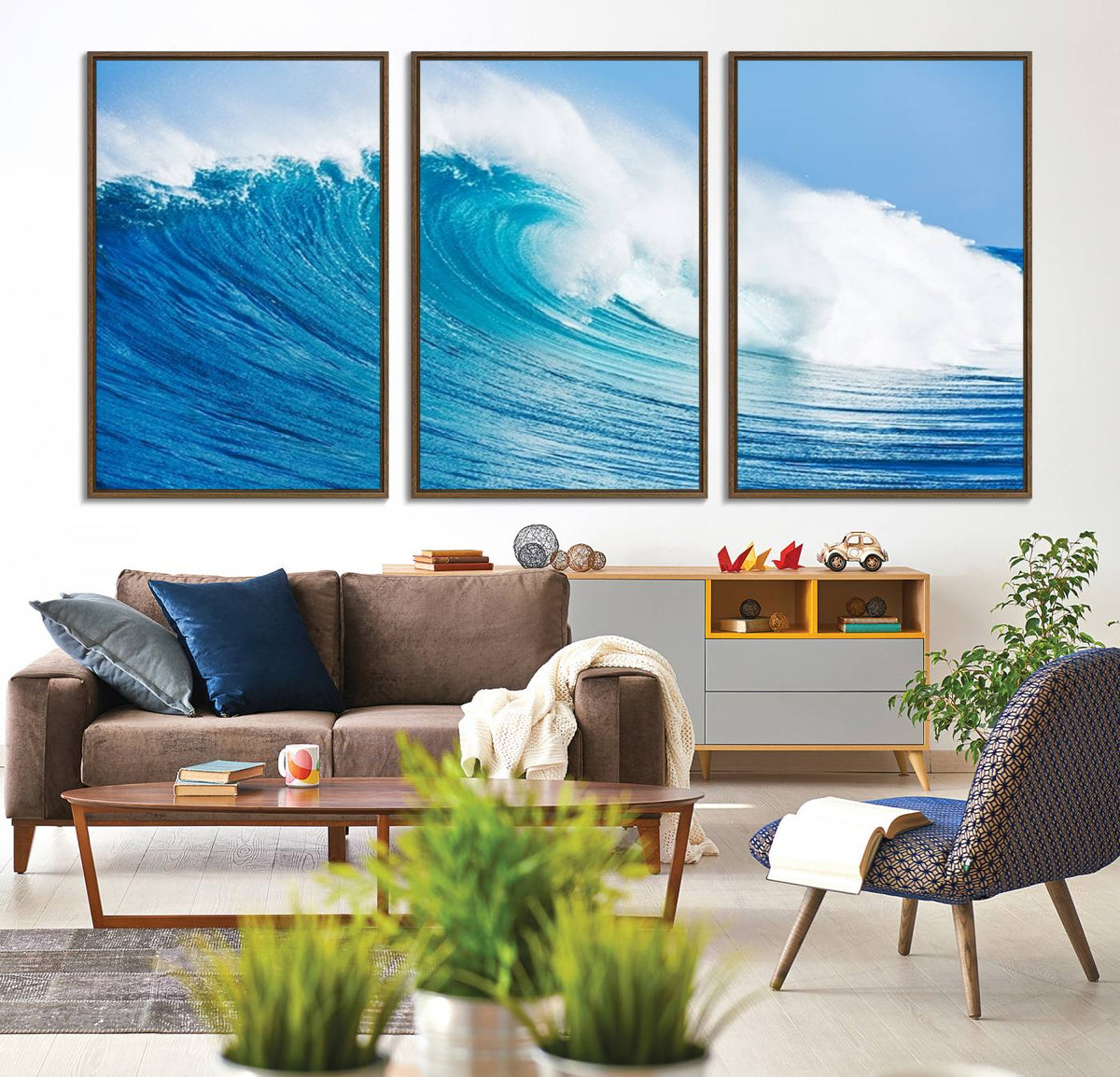 Ocean Wave Canvas Wall Art Print – Large Coastal Ocean Wave