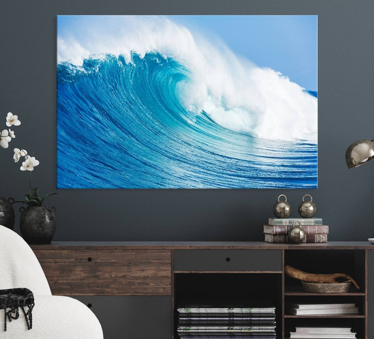 Ocean Wave Canvas Wall Art Print – Large Coastal Ocean Wave