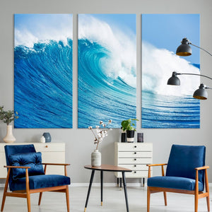 Ocean Wave Canvas Wall Art Print – Large Coastal Ocean Wave