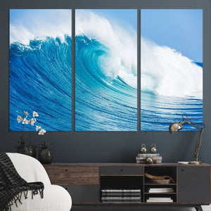 Ocean Wave Canvas Wall Art Print – Large Coastal Ocean Wave