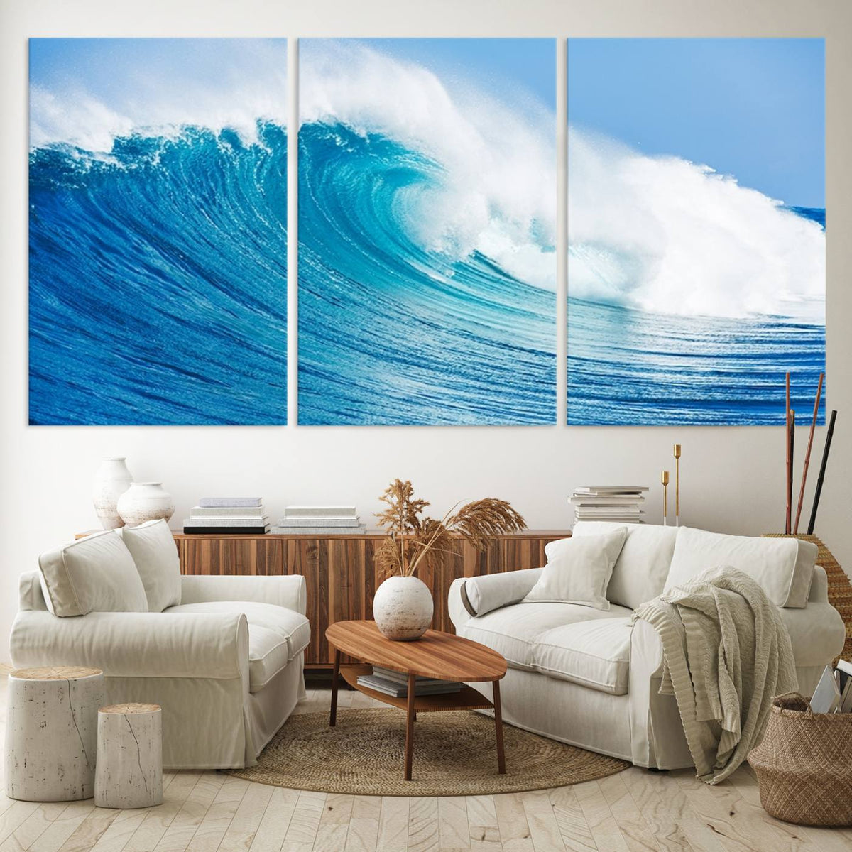 Ocean Wave Canvas Wall Art Print – Large Coastal Ocean Wave
