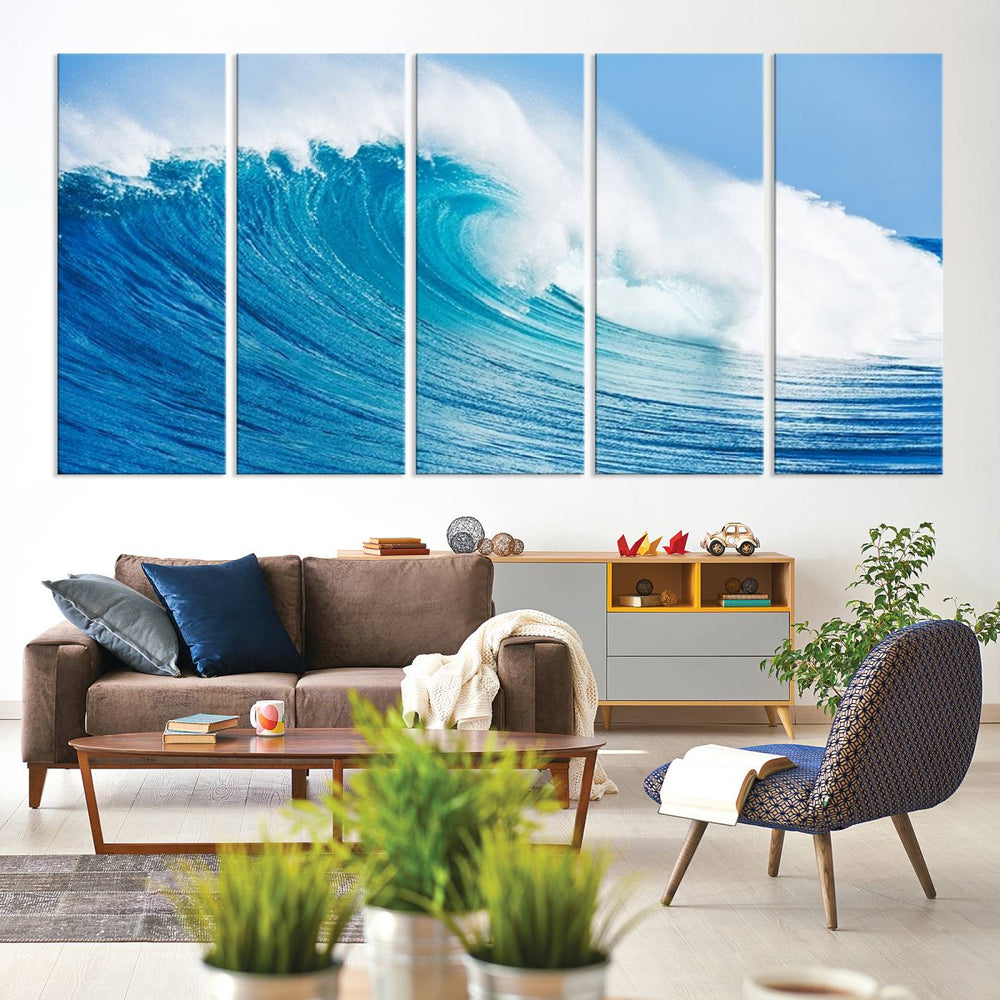 Ocean Wave Canvas Wall Art Print – Large Coastal Ocean Wave